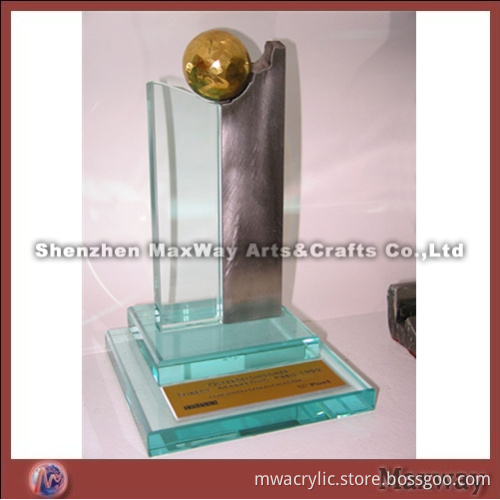 Custom Glass Award with Golden Ball